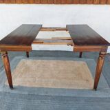 wooden table, almost square, extension possible