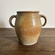 Ancien pot à graisse/vase en grès vernissé vintage – 2 anses