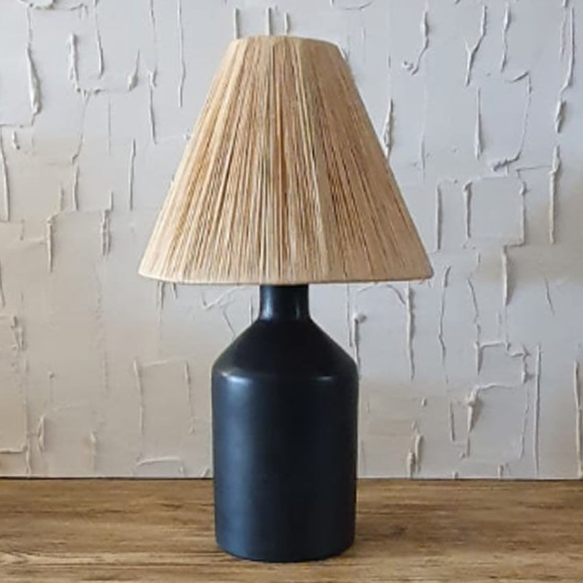 Tadelekt lamp with raffia lampshade