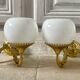 Paire d’appliques laiton et opaline vintage