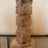 Carved onyx lamp – Pre-Columbian/Aztec style – Vintage