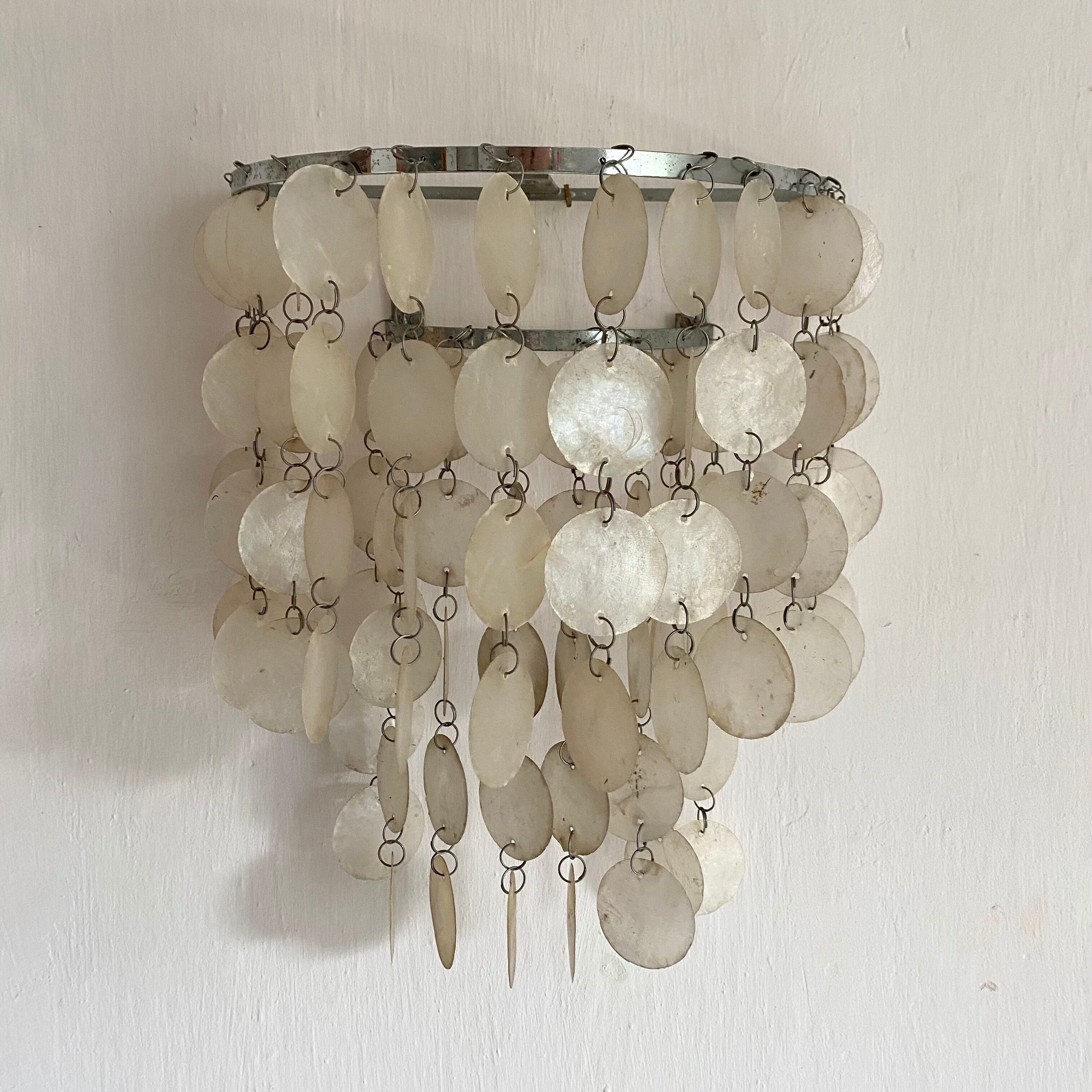 Mother-of-pearl tassel wall lamp from the 60s and 70s