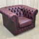 Chesterfield armchair in red leather from the 1980s