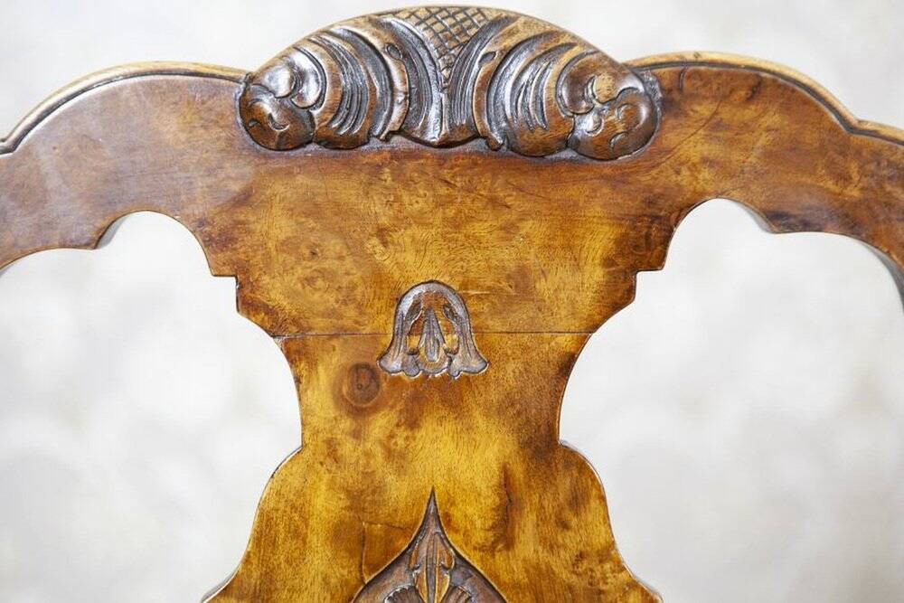 Vintage English Walnut Chairs, 1920s, Set of 3