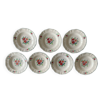 7 large antique deep plates in Sarreguemines earthenware