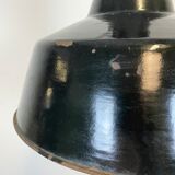 Industrial black enamel pendant lamp with cast iron top, 1970s