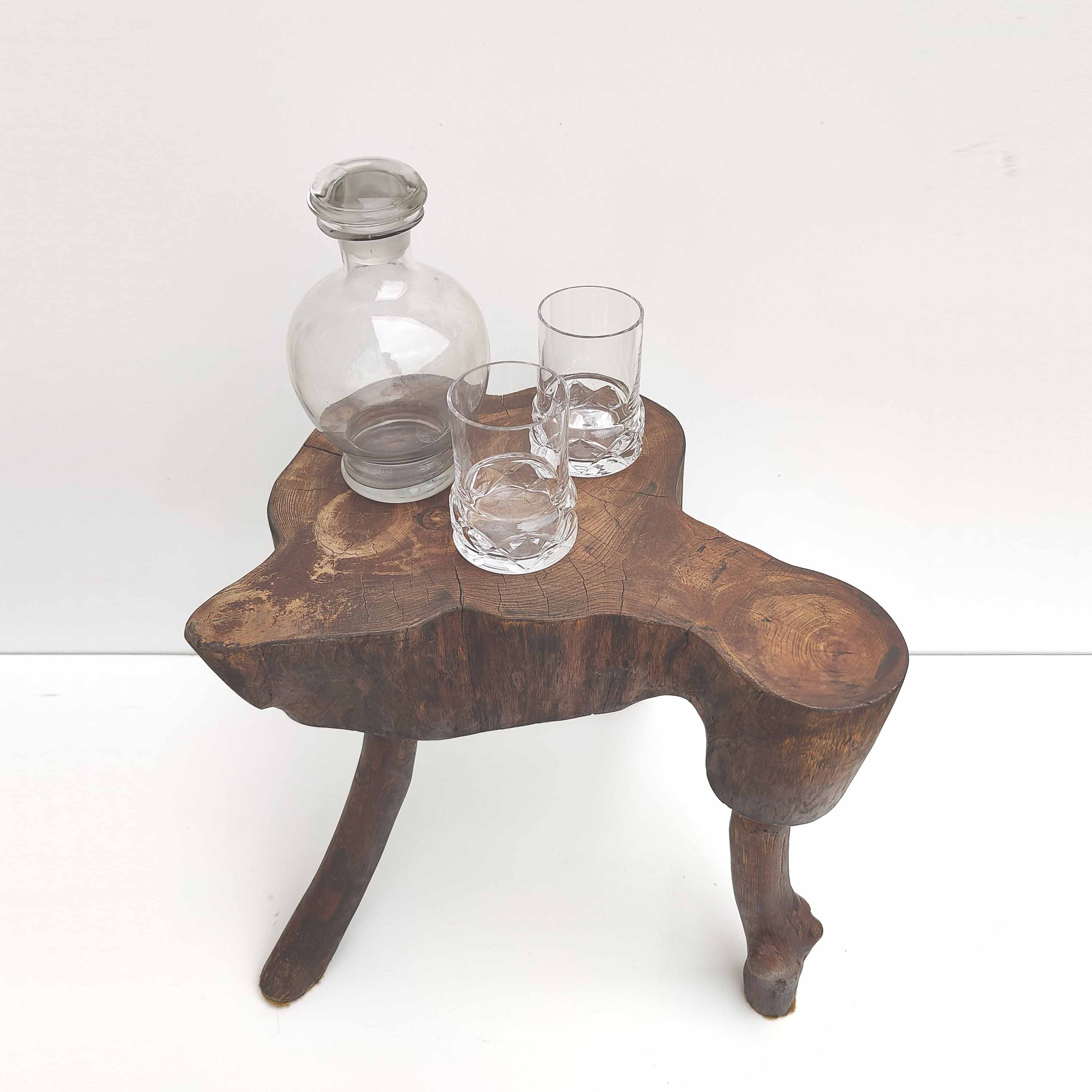 Brutalist coffee table free-form wood