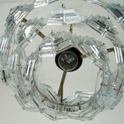 3-tier mid century pendant light with 27 hexagonal glass panels 1960s 70s