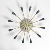 Very nice large 12-armed Mid Century Modern Brass Sputnik ceiling lamp