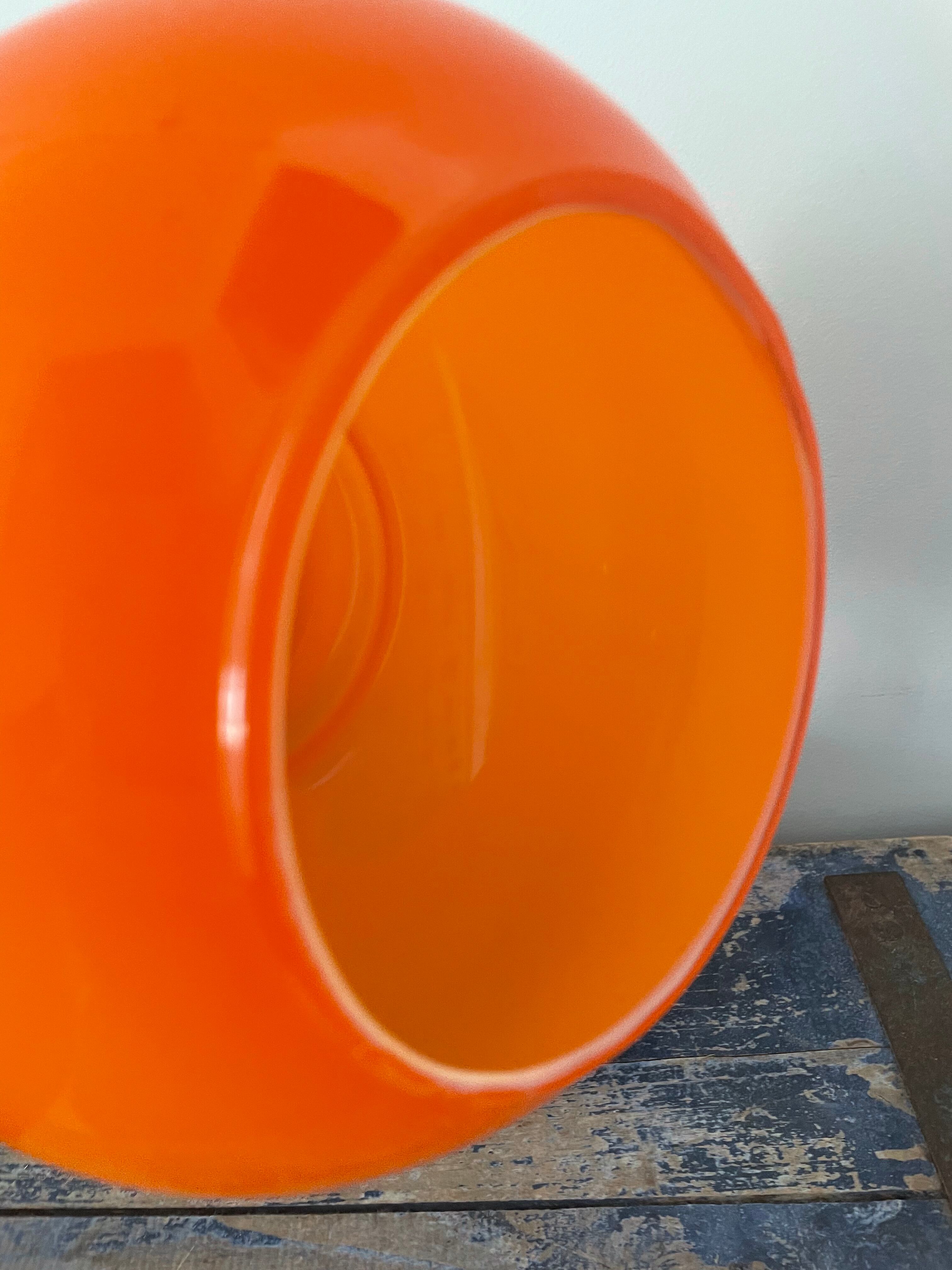 Vintage pendant lamp in electrified orange opaline to nine
