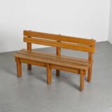 Paire de bancs en bois massif par Christian Durupt, Courchevel, vers 1960