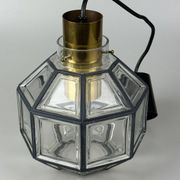 60s 70s hanging lamp by Limburg Leuchten Germany glass brass Space Age