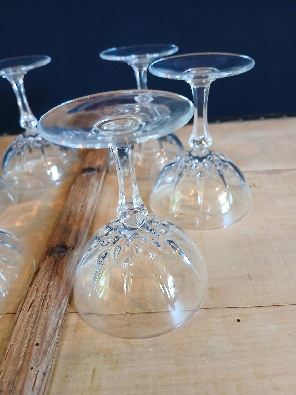 6 antique crystal champagne glasses