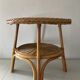 Table basse ronde vintage en rotin et osier