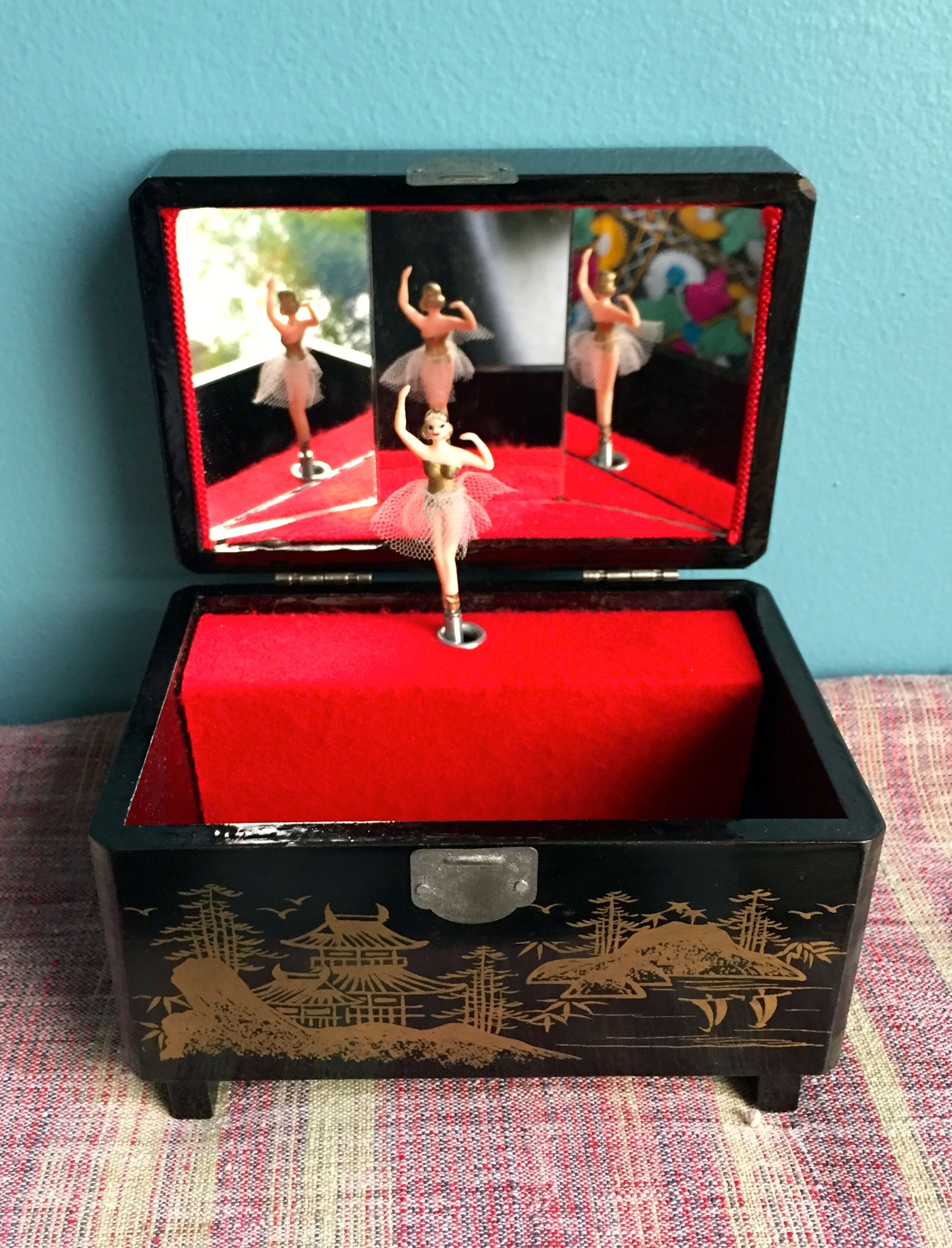 Asian music box and vintage tutu dancer 1970