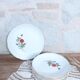 8 dessert plates and serving dish Moulin des loups pink pattern