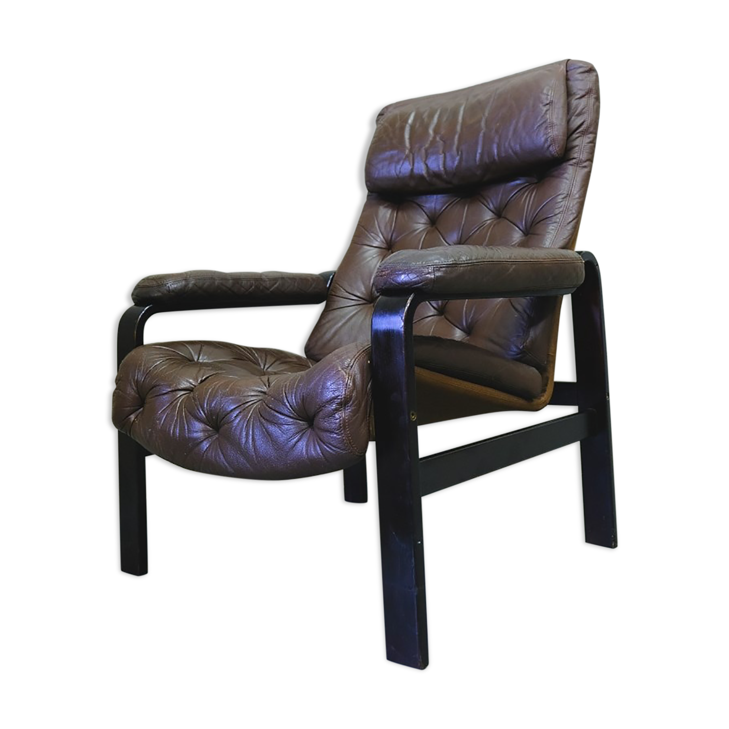 Mid-century Finnish leather lounge chair by Oy BJ Dahlqvist for BD Furniture, 1960s