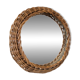Round mirror in 60s design woven rattan