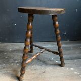 Half moon wooden milkman stool