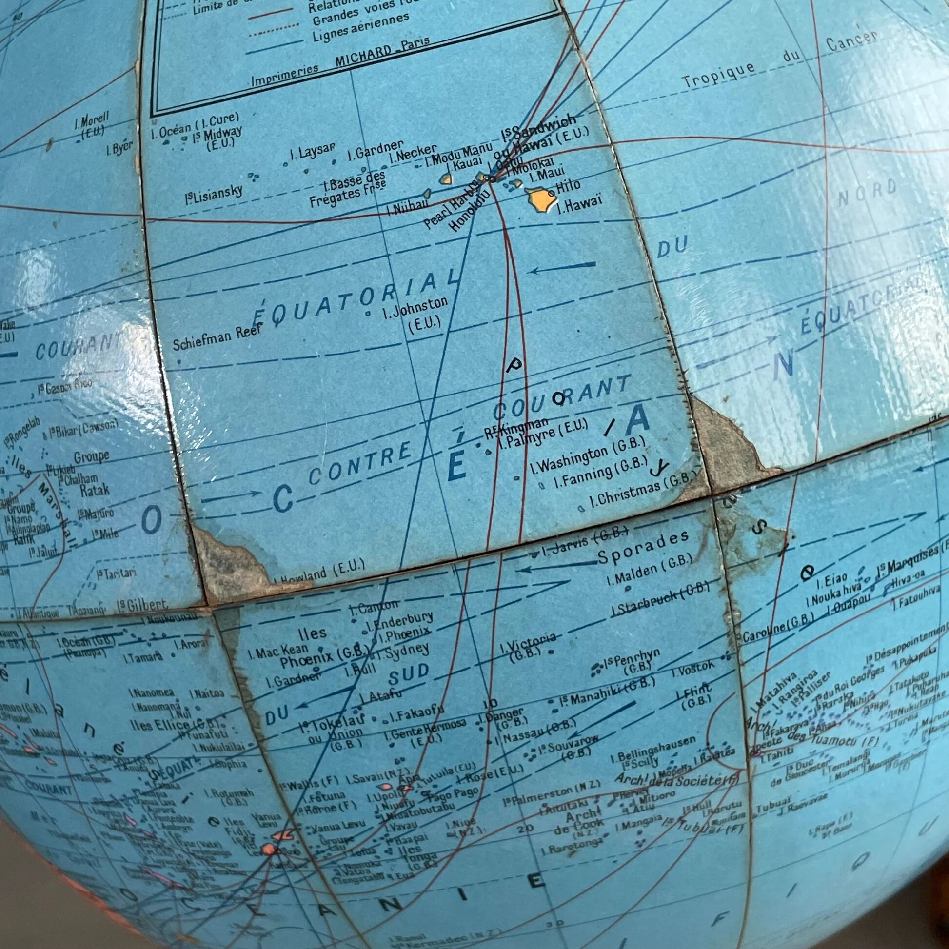 Vintage terrestrial globe Girard and Barrère - 1950s-60s - string base - Ref 1153