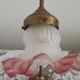 French Art Nouveau Brass Goose Neck Table Lamp White & Pink Glass Shade