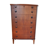 Commode, semainier en placage de teck