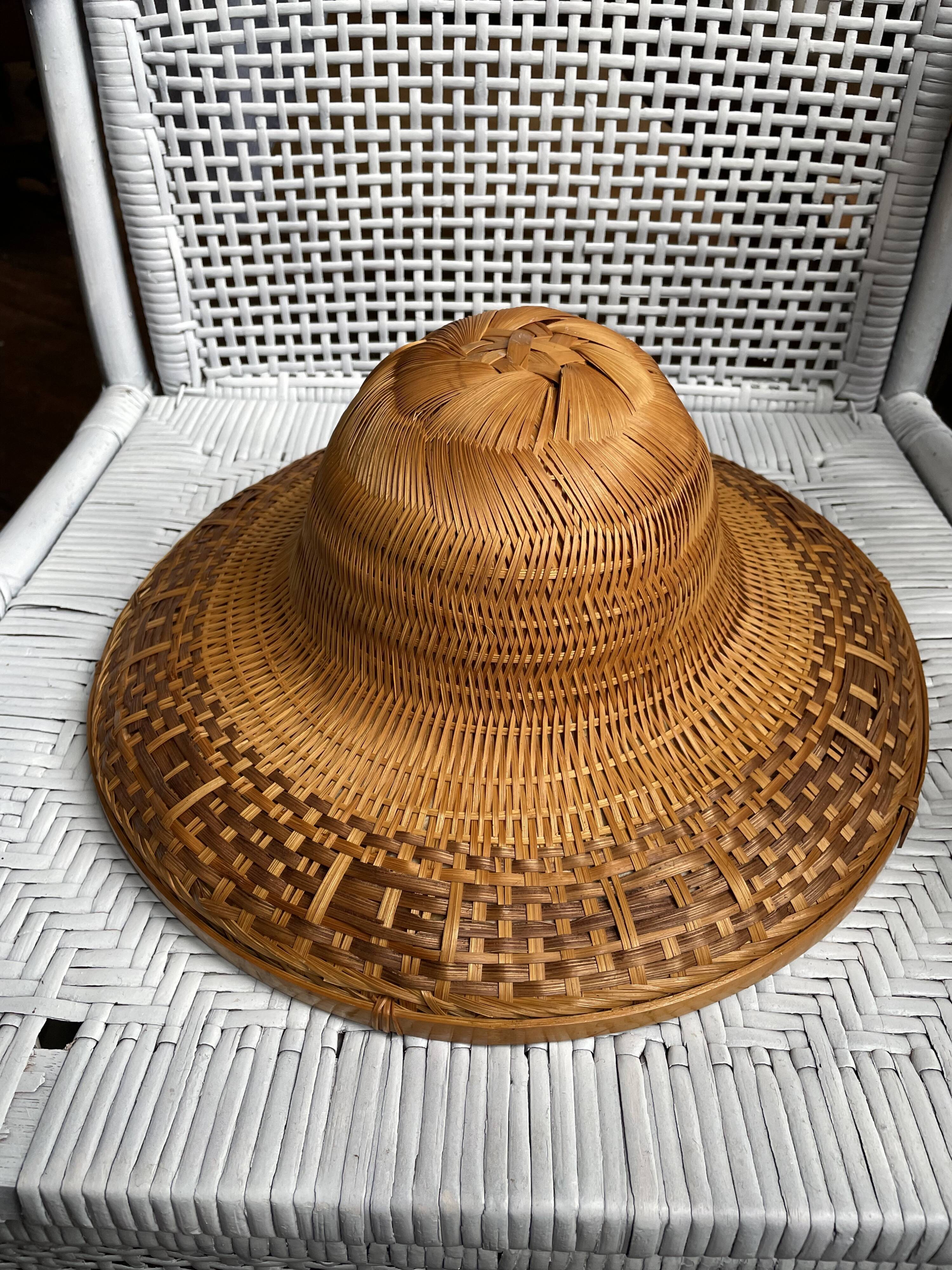 Asian hat made of bamboo and braided rattan