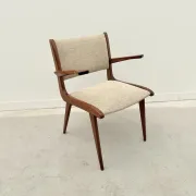 Chaise avec accoudoirs en teck et tissu, 1950