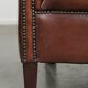 Characterful set of sheepskin club armchairs in English chesterfield style