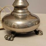 Pied de lampe métal argenté sur 3 griffes pieds de lion