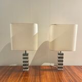 Pair of white and green marble lamps, 1970's