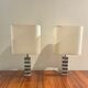 Paire de lampes en marbre blanc et vert, 1970's
