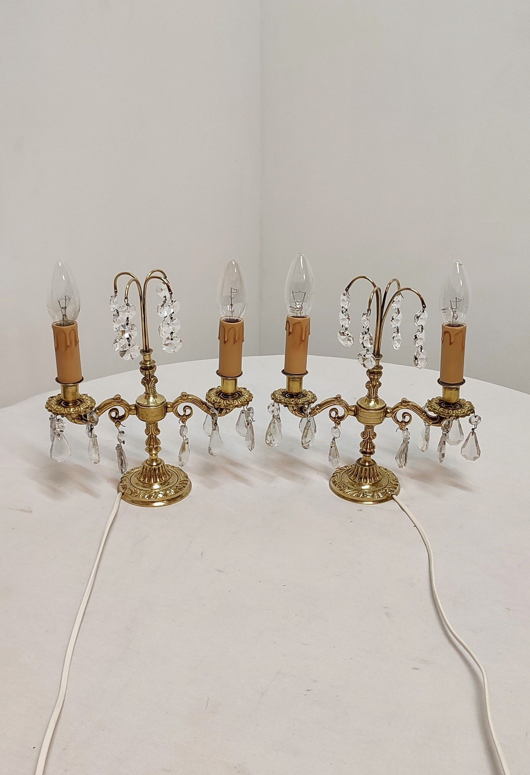 Classic bronze and crystal sconces. France 1950s.