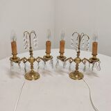 Classic bronze and crystal sconces. France 1950s.
