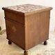 Table de chevet ancienne en bois et marbre