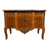 Commode sauteuse Transition estampillée en marqueterie de bois nobles