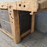 Old established furniture low industrial TV vintage oak and metal