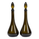 Pair of vintage tinted glass carafes – elegant silhouette – May spirit