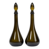 Paire de carafes vintage en verre teinté – silhouette élégante – esprit mai