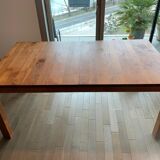 Teak dining table with extension cords