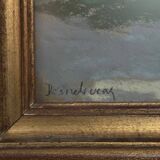 Pastel on cardboard by Désiré Lucas representing a Morbihan chapel