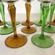 Vintage stemmed glasses, green or amber stem
