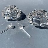 Pair of crystal salerons by daum tableware