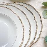 6 Vintage French white and gold porcelain soup plates SPF –