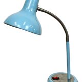 Lampe de table industrielle en col de cygne bleu, années 1960