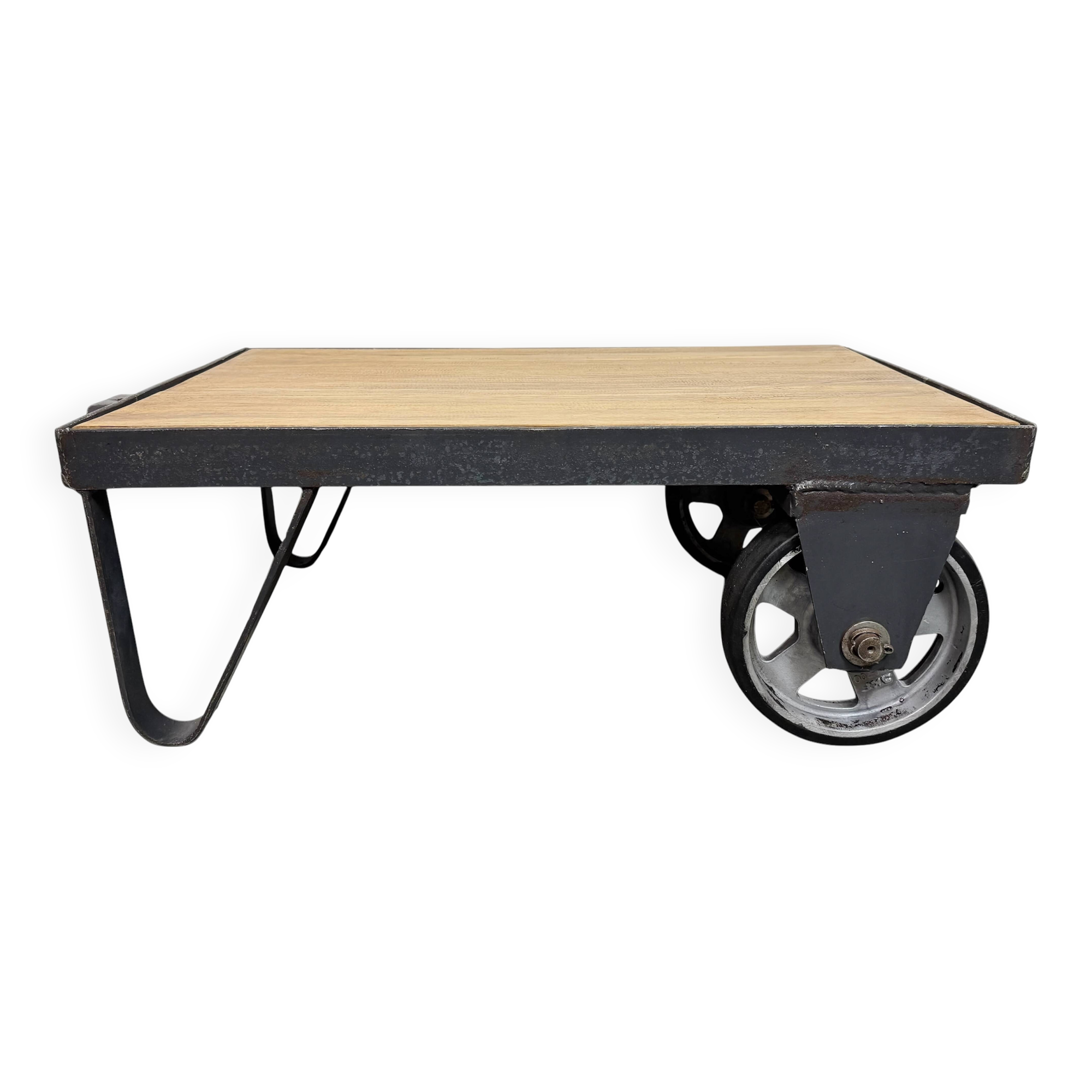 Table basse industrielle noire, années 1960