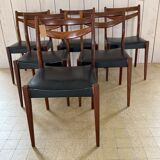 Scandinavian style teak and black skaï style chairs