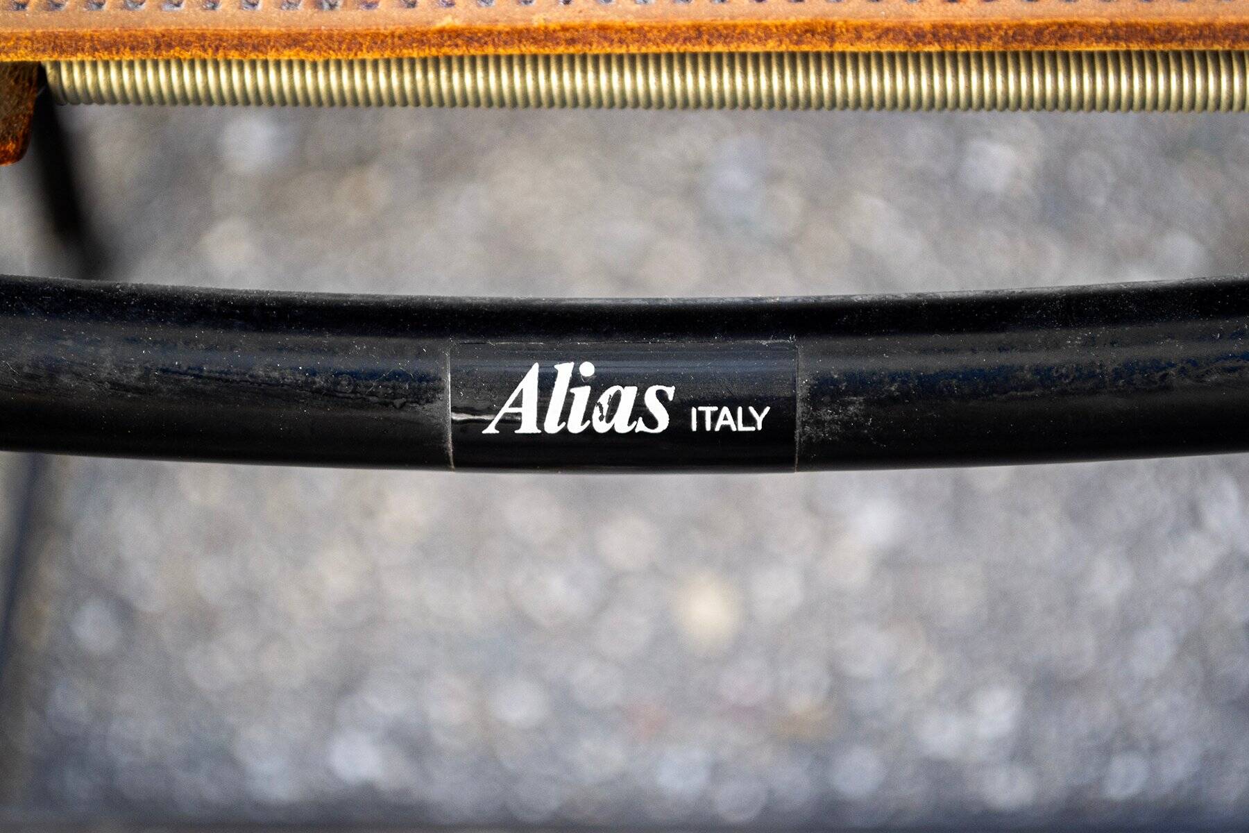 Spaghetti chairs with leather seats by Giandomenico Belotti for Alias, Italy, 1979, set of 6.