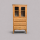 Buffet parisien vitré Art déco en bois brut