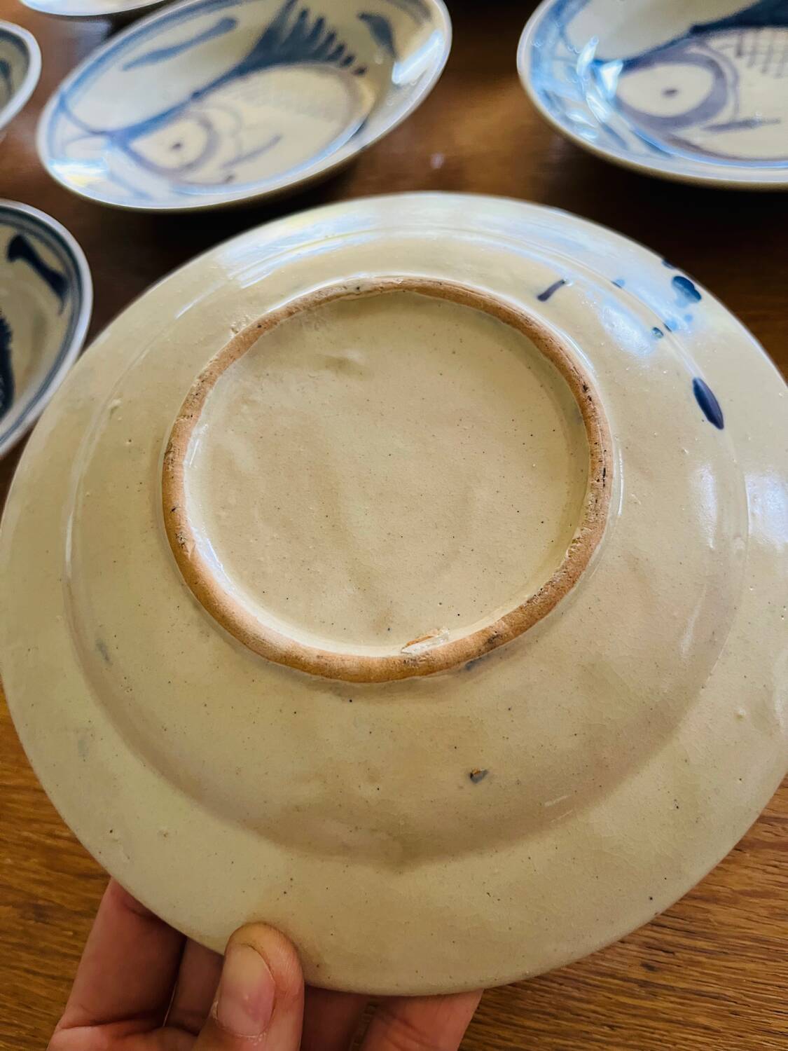 Earthenware plates with carp pattern